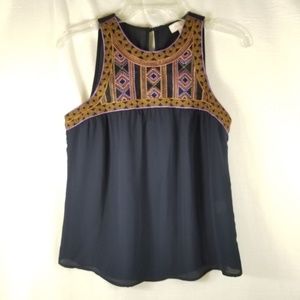 Pixley XS Embroidery Navy Tank 3137